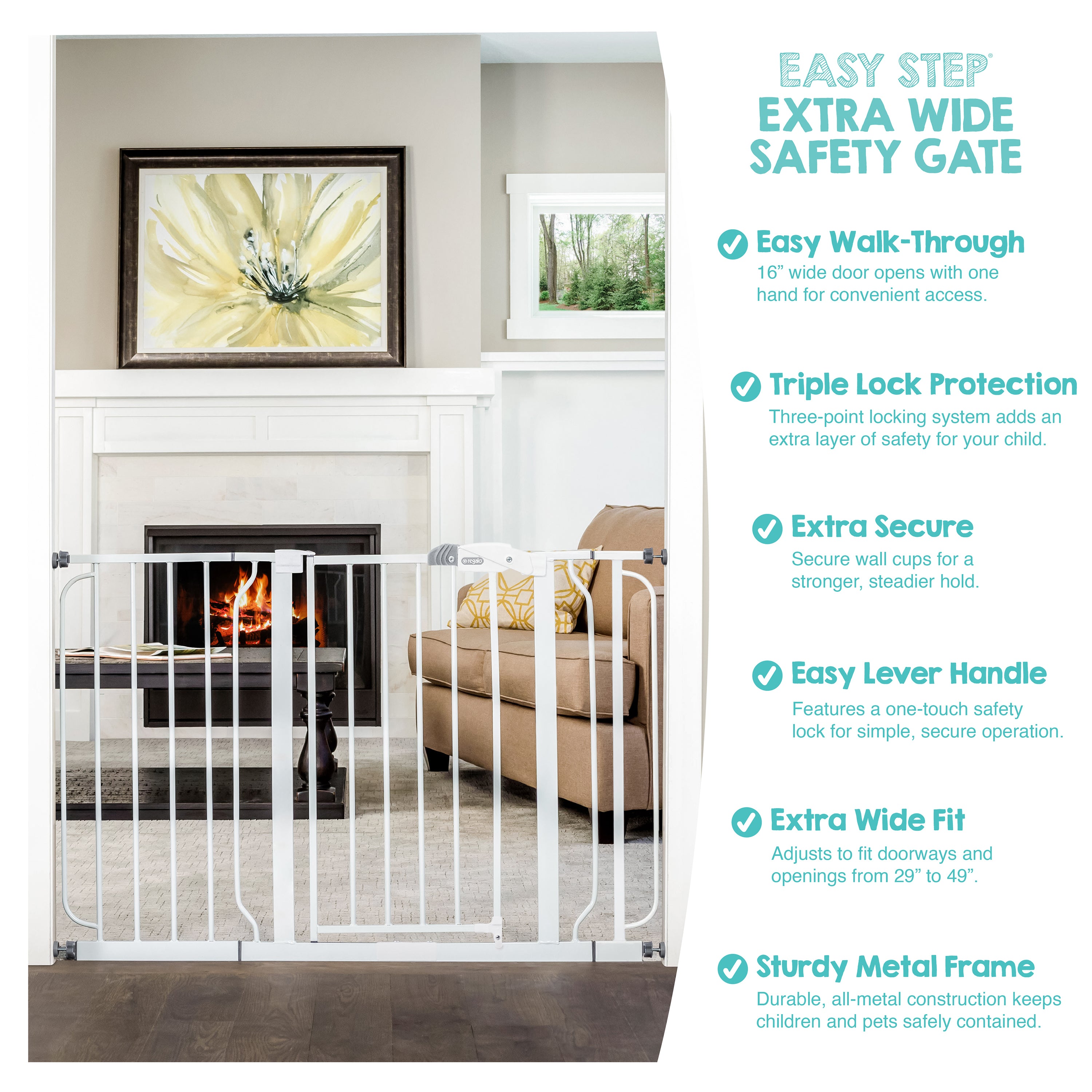Regalo Easy Step Extra Wide Walk Through Baby Gate thumbnail 2